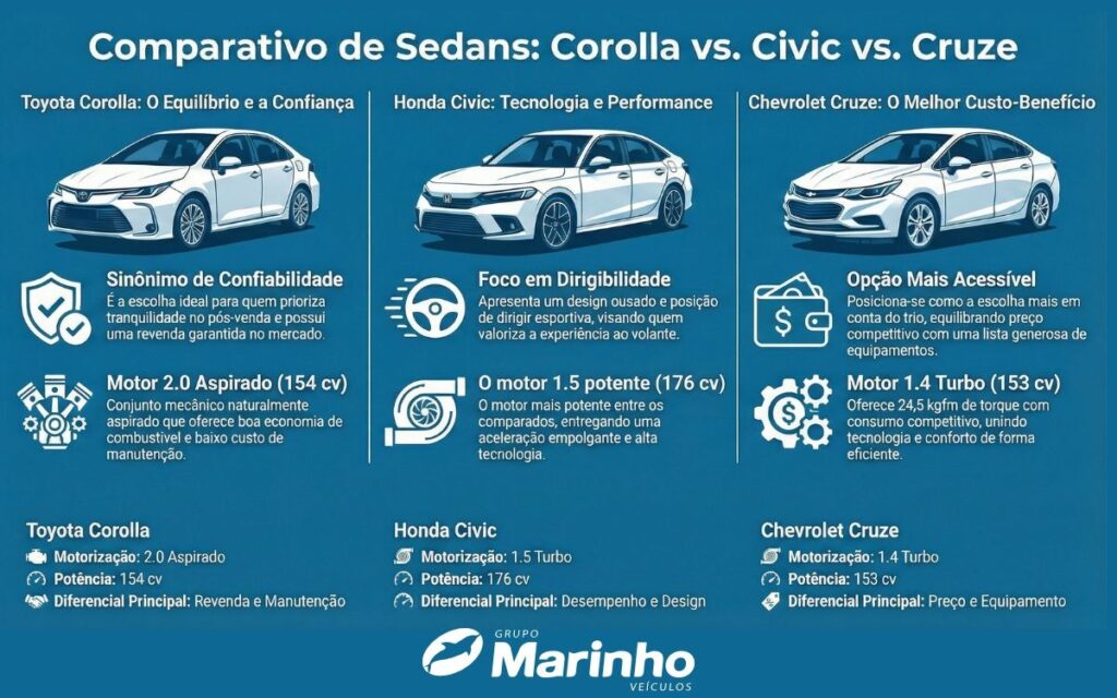 comparativo sedans seminovos