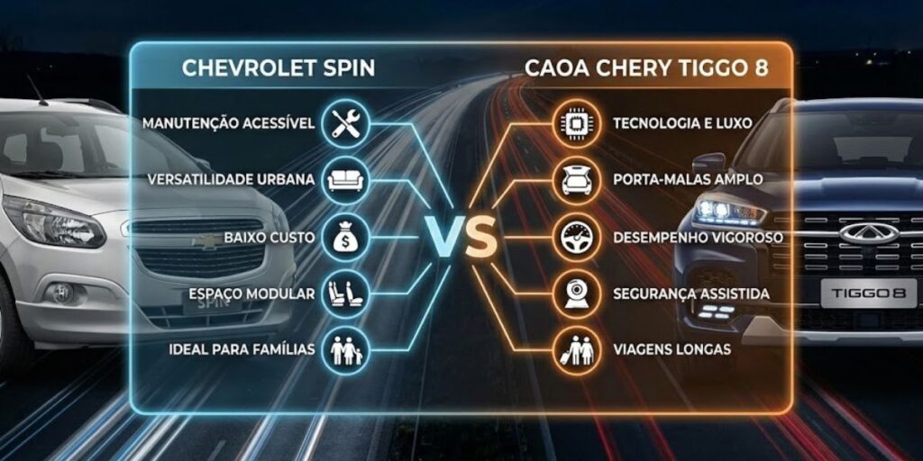 infográfico comparativo Spin ou Tiggo 8
